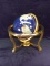Brass Astrological World Globe w/ Inset Precious Stones