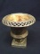 Brass Flower Vase with Reticulated Rim and Etched Details