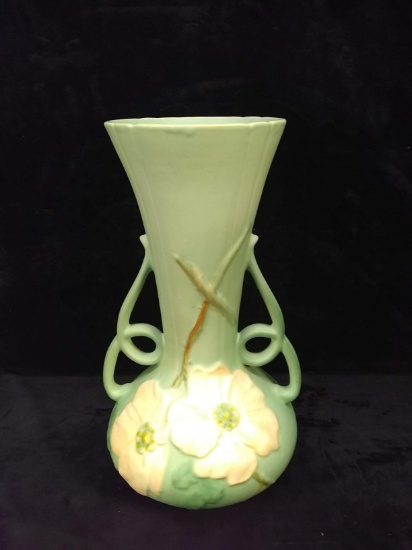 Antique Weller Art Pottery Double Handle Dogwood Flower Vase