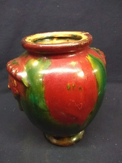 Contemporary Pottery Vase with Rosette Detail
