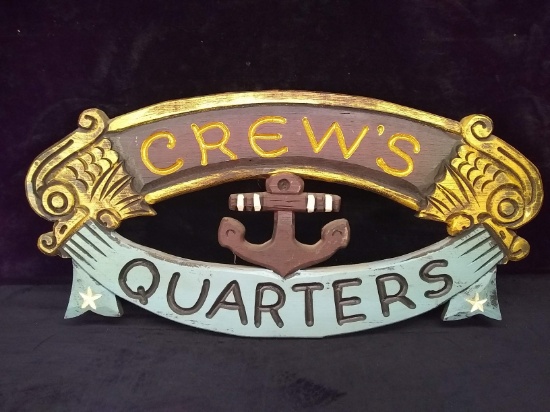 Contemporary Wooden Nautical Sign-Crew's Quarters