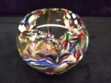 Art Glass Paperweight-Multi Color Dots and Swirls