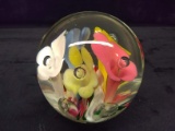 Art Glass Paperweight-Multi Color Flowers