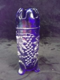 Fenton Cobalt Blue Iridescent Footed Vase