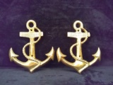 Pair Brass Anchor Wall Decorations