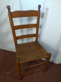 Primitive Oak Mule Ear Ladder Back Chair