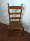 Primitive Oak Mule Ear Ladder Back Chair