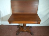 Antique Mahogany Lion Claw Foot Game Table