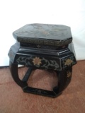 Chinoiserie Oriental Black Lacquared Foot Stool