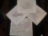 Collection 4 Unframed Antique Maps-1856, Russia, Turkey, Sweden, Denmark