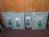 Collection 4 Hand painted Flower Plaques