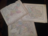 Collection 4 Unframed Antique Maps-1856, Prussia, Russia in Europe, Turkey, Austrian Empire