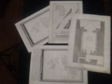 Collection 4 Unframed Steel Engravings Architectural Plans