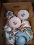 China-Royal Blue Ironstone, Johnson Bros, Floral and Green Cups