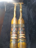 Pair Wooden Decorative Nautical Totem Pole Paddles