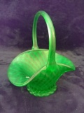 Green Satin Diamond Point Handle Basket
