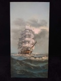 Contemporary Oil on Canvas-Clipper Ship signed Herison J