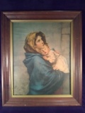 Vintage Framed Print-Mother with Child