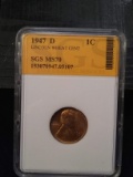 1947 D Lincoln Wheat Cent SGS MS 70