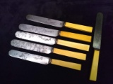 Collection 6 Vintage Bakelite Handle Butter Knives