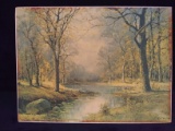 Unframed Print on Canvas-Stream in the Woods -signed Robert Wood