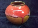 Contemporary Drip Glaze Pottery Bowl