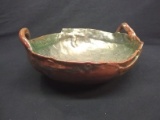 NC Pottery Double Handle Bowl signed Fran M.
