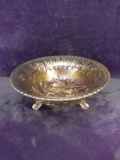 Carnival Iridescent Footed Bowl Roses