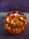 Bubble Amber Sphere Paperweight