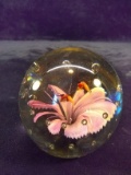 Art Glass Paperweight-Purple Flower