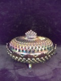 Fenton Carnival Glass Hobnail Oval Footed Bowl