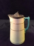 Antique Porcelain Pitcher with Pewter Lid