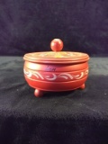 Hand painted Wooden Footed Trinket Box