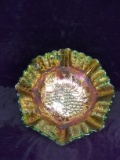 Imperial Iridescent Ruffled Edge Grape and Leaf Bowl