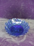 Cobalt Blue Vaseline Snowflake Bowl