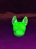 Green Depression Vaseline Bulldog Head