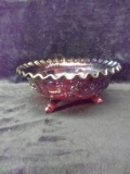 Imperial Iridescent Ruffled Edge Footed Bowl-Roses