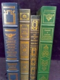 Collection 4 Green Leather Back Decorative Books