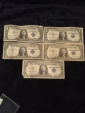 Collection 5 1957 1957B Silver Certificate Notes