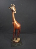 Hand Carved Wooden Giraffe Figure
