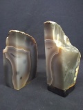 Pair Carved Geode Bookends