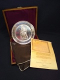Danbury Mint Sterling Silver Commemorative Plate -Moses with COA w/ Wooden Display Case