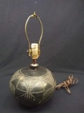 Contemporary Black Pottery Vase Converted to Lamp