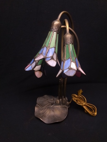 Contemporary Water Lily Stained Glass Lamp