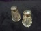 Pair Vintage Crystal Cut Salt & Pepper Shakers w Sterling Silver Tops