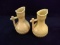 Pair Vintage Yellow Pottery Pitchers