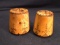 Pair Native American Turned Trinket Boxes with Wood Burned Design