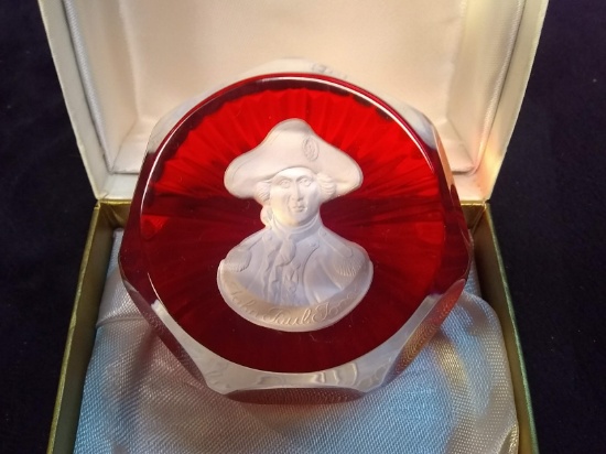 John Paul Jones Cristal D'Albret Baccarat Paperweight