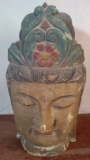 Vintage Hand Carved India Idol Head Garden Statue