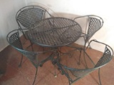 Metal Mesh Bistro Table with 4 Barrel Back Metal Chairs